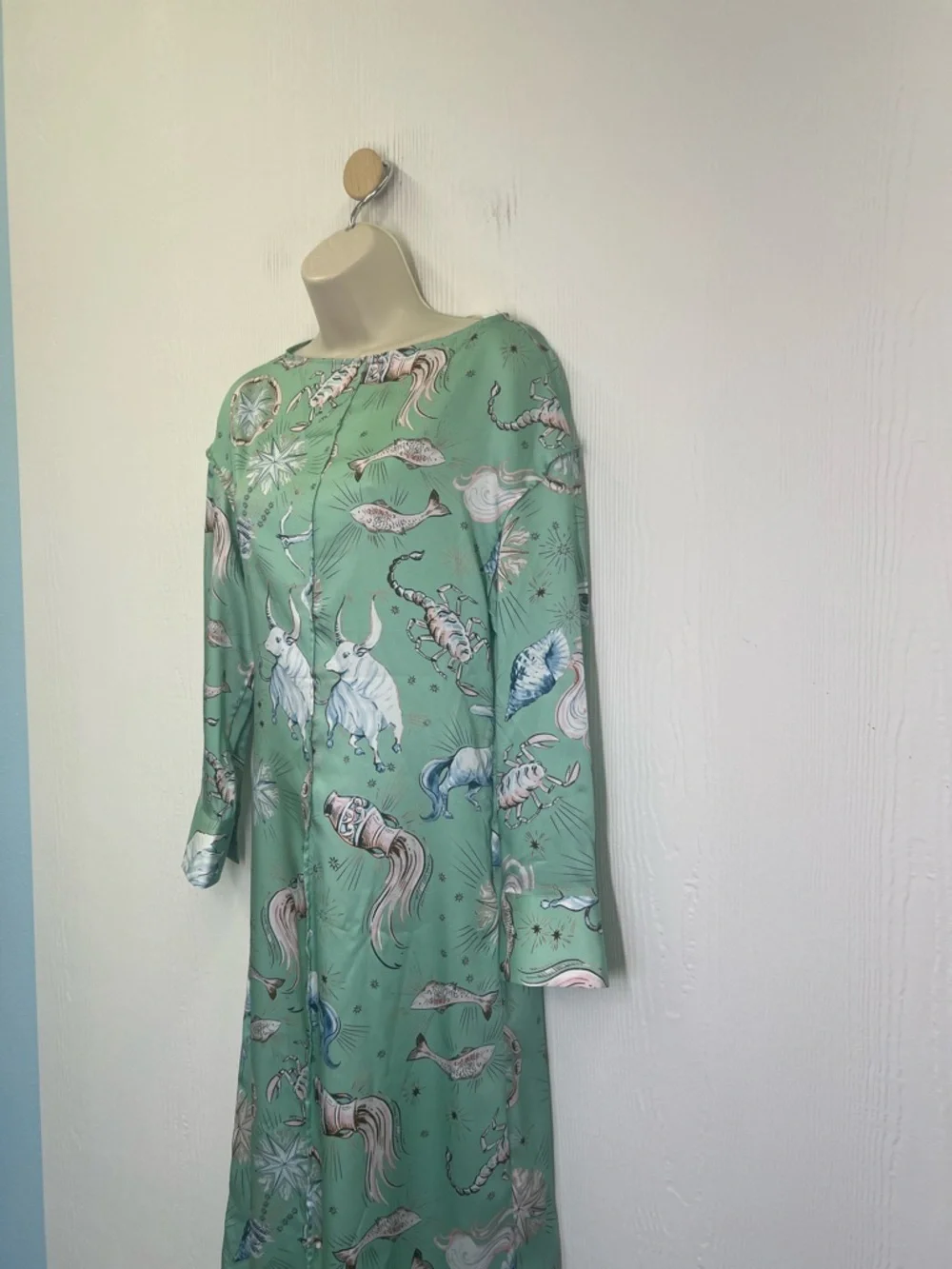 Zara - NWT Limited Edition Zodiac Mint Green Long Sleeve Midi Dress Size XS - Picture 5 of 12